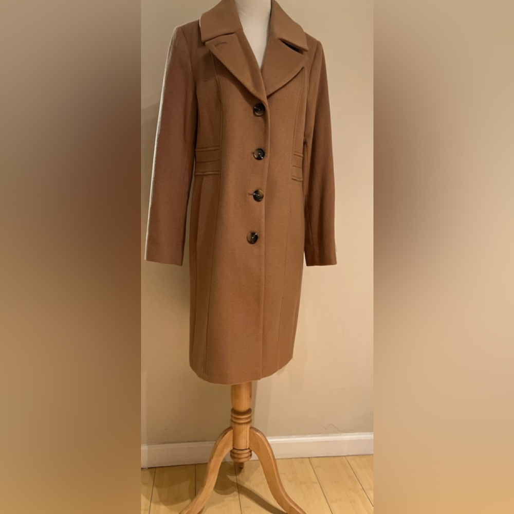 Anne Klein Cashmere Wool Blend Camel Colored 3/4  Coat